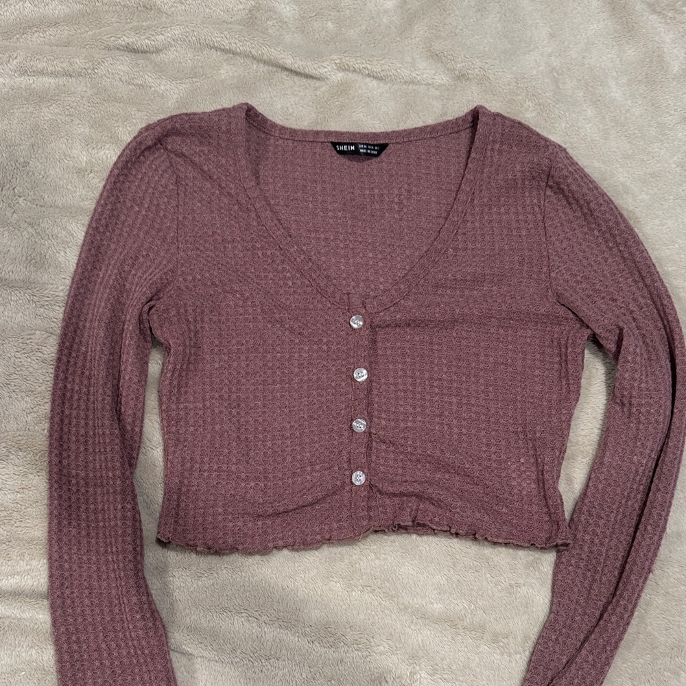 Dusty Rose V-Neck Long Sleeve